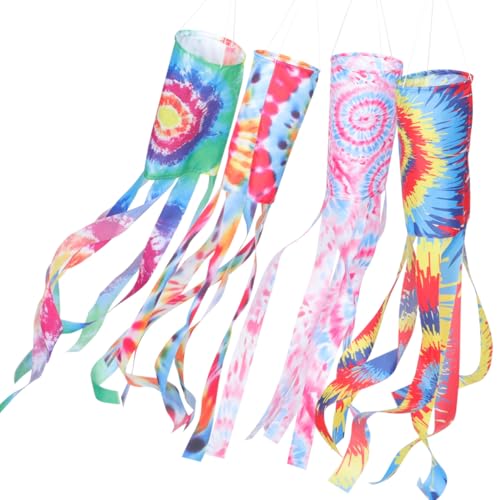 Yardwe 4 Stück Bunte Windsocken Für Garten Und Terrasse - 100cm Lange Polyester Windspiele Mit Regenbogenmuster - Ideal Für AußEndekoration, Feste Und Feiern von Yardwe