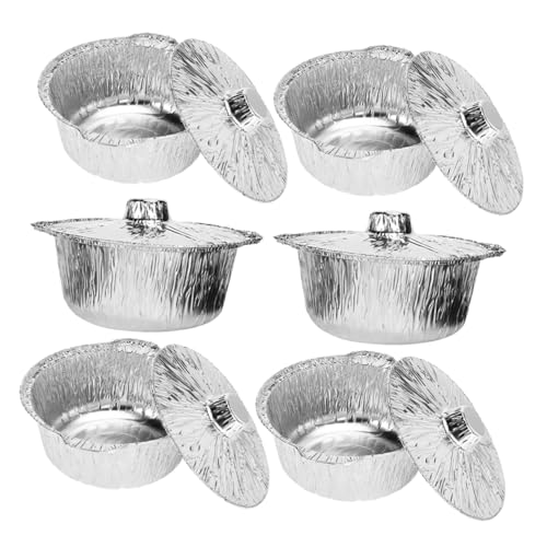 Yardwe 6 Stück Aluminiumfolien Töpfe mit Deckel Einweg Grillpfannen für BBQ Ofen und Camping Vielseitig Einsetzbar zum Grillen Kochen und Servieren von Speisen von Yardwe