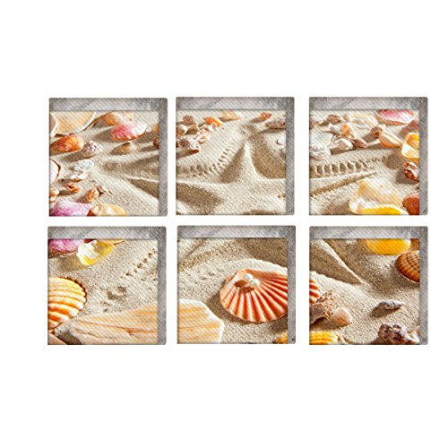 Yardwe 6 Stück Anti Rutsch Sticker Beach Pattern Bad Treter Aufkleber rutschfeste Sicherheit Dusche Badewanne Aufkleber von Yardwe