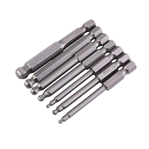 Yardwe 7 Stück Magnetische Stahl Kugelschraubendreher-Bits Set Kugelkopf Sechskant Kopf 2mm 2.5mm 3mm 4mm 5mm 6mm 8mm Schraubendreher Bar Bits Länge 65mm von Yardwe