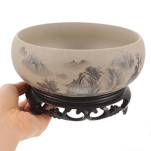 Yardwe Bonsai-Schalen-PflanzgefäßE Aus Keramik Mit Kunststoffbasis, 17 cm Durchmesser, Seerosenschale FüR Wohnzimmer Und Garten von Yardwe
