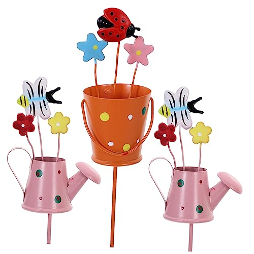 Yardwe Cupcake-Topper 3 Stück Weihnachtsmann-Karten-Vasen-Dekor Frühlings-Dekor Outdoor-Gießkanne Gartenstecker Blumentopf-Stecker Dekor Garten-Dekor Innen-Blumenstecker von Yardwe