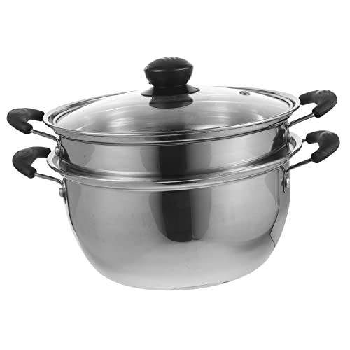 Yardwe Induktion Kochtopf Dampfgarer Mit Deckel Käseservierset Suppentopf Küche Hot Pots 2-Stöckiges Kochgeschirr Käsebrunnen Topf Lebensmittel Baby 1Pc Gardampfkochtopf von Yardwe