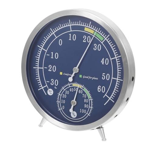 Yardwe Edelstahl Hygrometer Thermometer für Innen und Außen Hochpräziser Temperatur Luftfeuchtigkeitsmesser Analoger Zeiger Geeignet für Wohnräume und Gewächshäuser Tisch Wandmontage von Yardwe
