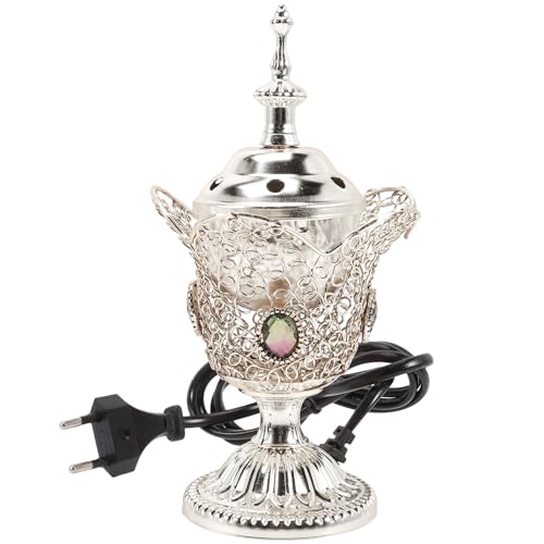 Yardwe Elektrischer Arabischer Weihrauchbrenner Räuchergefäß Silber Teelichthalter Aromabrenner Vintage Kerzenhalter Metall Weihrauchbehälter Wohnzimmer Tischdeko Ramadan Deko Yardwe Elektrischer Arabischer Weihrauchbrenner Räuchergefäß Silber Teelichthalter Aromabrenner Vintage Kerzenhalter Metall Weihrauchbehälter Wohnzimmer Tischdeko Ramadan Deko von Yardwe