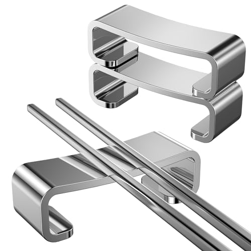 Operitacx 3er Set Edelstahl EssstäBchen Ablage, Metall LöFfel Halter, StäBchenstäNder FüR Zuhause Und Restaurant, SpüLmaschinenfest, 4.0 * 1.5 * 1.3 cm, Silber von Operitacx