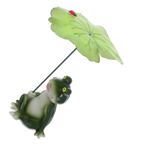 Yardwe Frosch Miniatur Figurine aus Resin mit Lotusblatt Wasserfeste Aquarium Dekoration für Garten Teich und Tisch Langlebige Verspielte Wasserbehälter Verschönerung von Yardwe