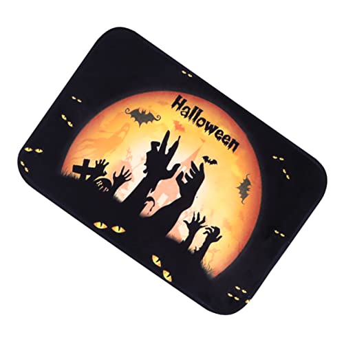 Yardwe Halloween Fußmatte Rutschfester Badteppich Gruseligem Muster Rutschfester Kunststoffboden Waschbar für Badezimmer und Küche Dekoratives Fußpad von Yardwe