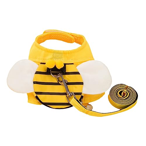 Yardwe Hundegeschirr mit Leine für Mittelgroße Hunde Verstellbare Atmungsaktive Weste mit Niedlichem Bienen Design für Outdoor Aktivitäten und Sicheres Training von Yardwe
