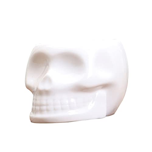 Yardwe Keramik Blumentopf Schädel Design Kleiner Übertopf für Sukkulenten Kaktus und Kleine Pflanzen Weißer Porzellantopf für Halloween Dekoration und Büro Tisch Ornament von Yardwe