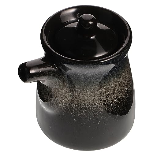 Yardwe Keramik-Ölspender Mini-Keramik-Milchkännchen Im Japanischen Stil Shoyu-Sojasaucen-Spender Behälter Essigspender Mit Deckel 1 Stück (Und Schwarz) von Yardwe