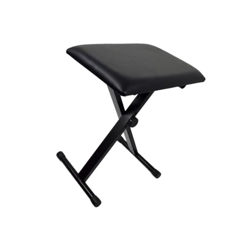 Yardwe Klavierbank Höhenverstellbar Faltbar X Stil aus Stahl mit Gepolstertem Sitzkissen rutschfest für Klavier Keyboard und Schminktisch in Schwarz von Yardwe