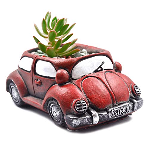 Yardwe Kreative Auto Blumentöpfe Zement Retro Sukkulenten Pflanzgefäße Mini Pflanzen Container (Rot) von Yardwe