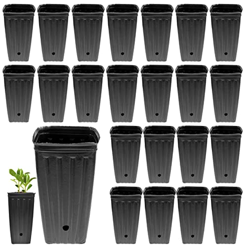 Yardwe Kunststoffbehälter Baumsetzlings-Töpfe 30 Stück Wiederverwendbare Baumtöpfe Für Tiefe Baumschulen Hohe Setzling-Blumenpflanzen-Pfropftopf Mit Drainagelöchern 10 X 20 cm Starttöpfe von Yardwe