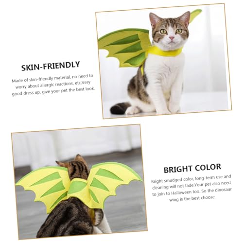 Yardwe Niedliches Dinosaurierflügel Haustierkostüm Grün Kreatives Cosplay Outfit für Katze und Hund Weiches Tragegefühl Strapazierfähig und Auffällig für Halloween und Partys von Yardwe