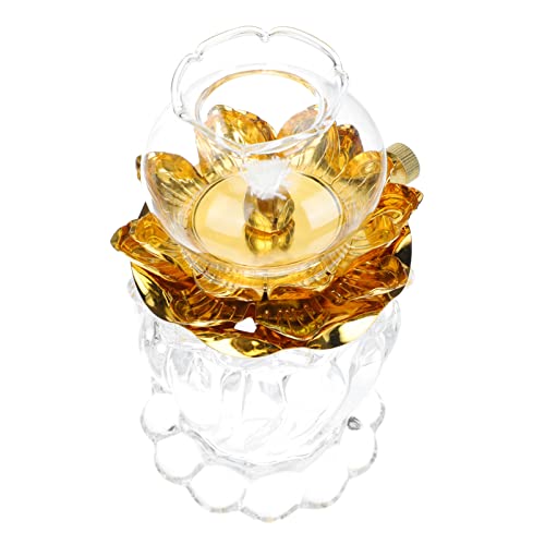 Yardwe Öllampen Glas Lotus Licht Halter Home Buddha Frontlicht Kerosinlampe Ultra Reines Paraffinlampe Öl Kerzenhalter Laterne Weiß von Yardwe