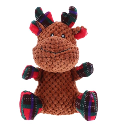 Yardwe Rentier-Plüschspielzeug für Hunde: Quietschender Kauball für die Feiertage – Sanfter Kauball für Hunde im Haus Welpen von Yardwe