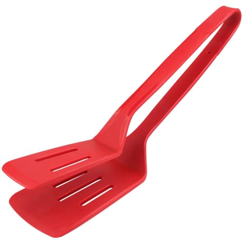 Yardwe Pfannenwender Zange Pfannenwender Silikon 2 in 1 Zange Fischzange Zum Grillen (Rot) von Yardwe