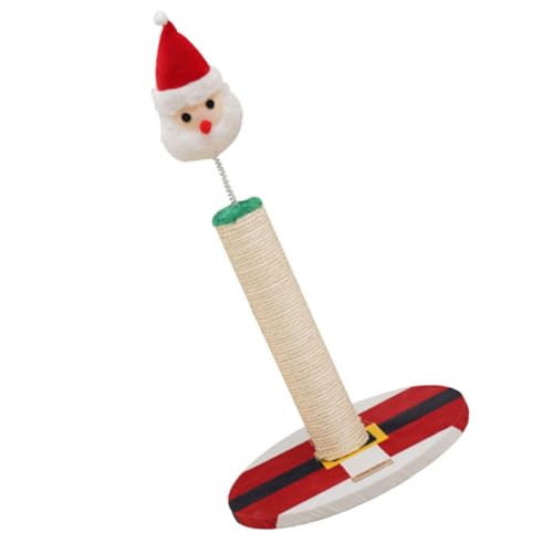 Yardwe Sisal Katzenkratzsäule Weihnachtsdesign Vertikaler Kratzbaum mit Santa Stabiler Katzenspielplatz für Indoor Katzen Platzsparender Kletterpfosten als für von Yardwe