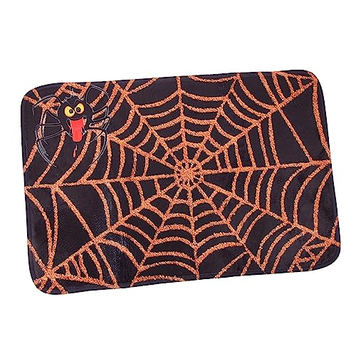 Yardwe rutschfeste Halloween Fußmatte mit Spinnennetzmotiv Bodenmatte für Badezimmer und Küche Waschbarer Türvorleger mit Griffiger Oberfläche für Sicheren Halt und Dekorativen von Yardwe