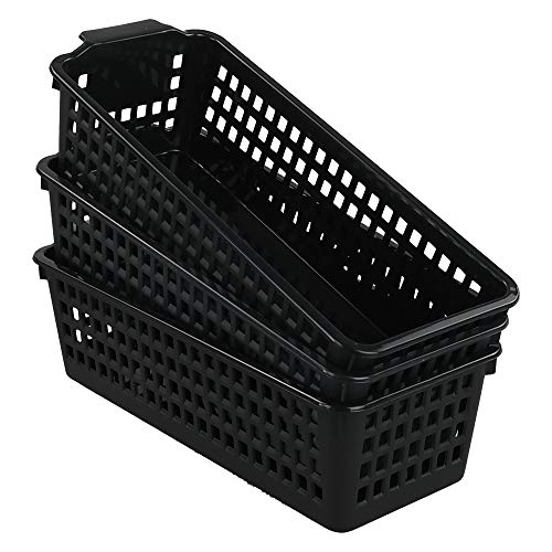 Yarebest 3er-Pack Kleiner Kunststoffkorb zur Aufbewahrung, Plastikkorb (Schwarz) von Yarebest