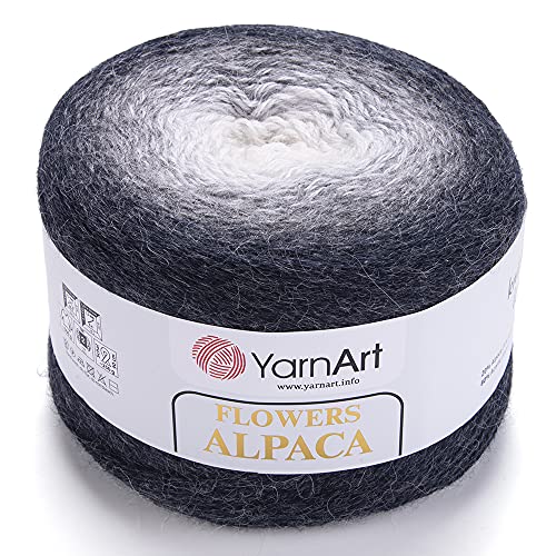 YarnArt Blumen Alpaka 20% Alpaka 80% Acryl, Gewicht 250 g, Länge 900 m, mehrfarbiges Regenbogen-Häkelgarn, Gewicht 2 Sport (410) von Yarn Art