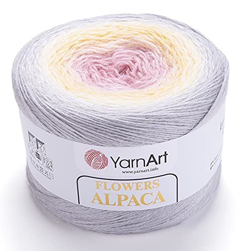 YarnArt Blumen Alpaka 20% Alpaka 80% Acryl Gewicht 250 g Länge 1028 Yards Mehrfarbig Regenbogen Häkelgarn Wintergarn Gewicht 2 Sport (404) von Yarn Art