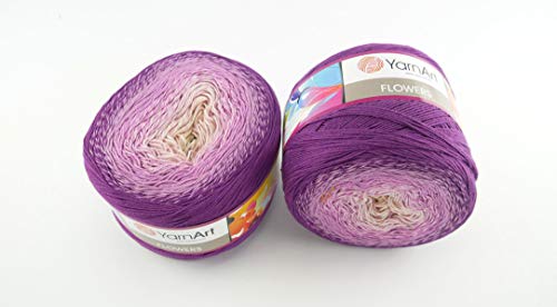 YarnArt Flowers 500 Gramm Bobbel Wolle Farbverlauf, 55% Baumwolle, Bobble Strickwolle Mehrfarbig 290 von YarnArt