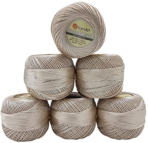 YarnArt Tulip 6 x 50 gr. Paket, Seide Garn Mikrofaser Garn Satin Garn Seide brillante Garn glänzend Garn (Natur 404) von YarnArt