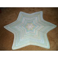 Türkis-Grün Gehäkelt Stern Baby Decke/Afghan 55" | Punkt-Zu-Punkt von YarnItAnyWay
