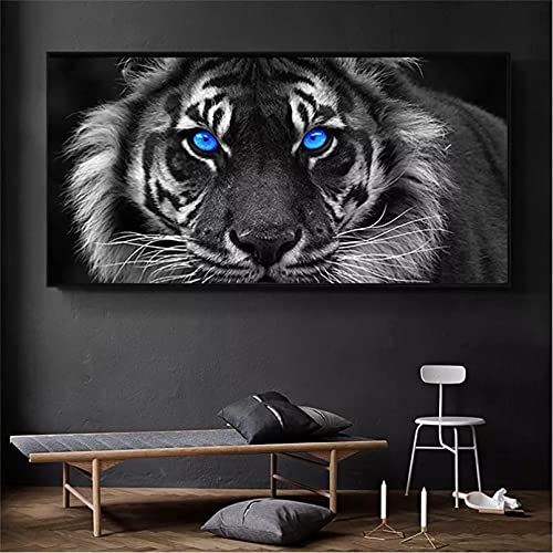 Dekorative Drucke auf Leinwand Moderne Wandkunst, Schwarz-Weiß-Tiere, Poster, Bilder, Tiger, Leinwand, Gemälde, Wohnzimmer, Schlafzimmer, Zuhause, Wanddekoration -30x60cm von Yarong Shop