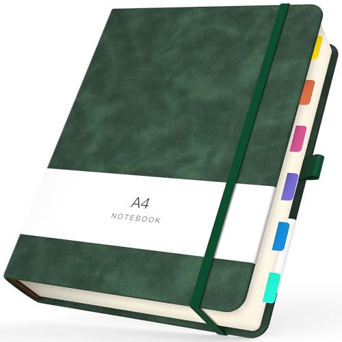 Yarotm Notizbuch A4 Blanko - 1 Stück Tagebuch Notizbuch Leder PU 21.6x28.5cm - 100g Papier Blanko Notizblock A4 - Hardcover Notebook 360 Seiten - A4 Notizheft für Schreiben Travel, Grün von Yarotm