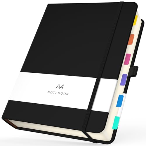 Yarotm Notizbuch A4 Dotted - 1 Stück Notiz Buch Leder PU 21.6x28.5cm - Notebook A4 Notizblock Hardcover - 100GSM Papier Gepunktet Notizheft - 360 Seiten Tagebuch Schreiben Journal, Schwarz von Yarotm