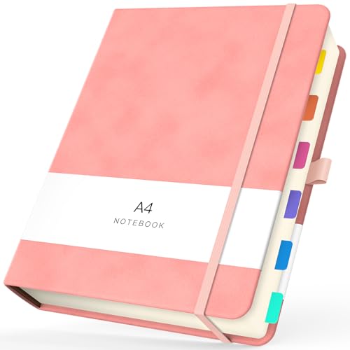 Yarotm Notizbuch A4 Kariert - Notizblock a4 Rosa Pu Leder Hardcover Tagebuch Journal - 360 Seiten 100gsm Kariertes 5mm Papier Notizeft a4 21.6x28.5cm - Notebook a4 Grid von Yarotm