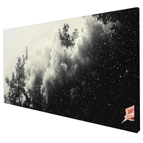 Diamond Painting Abstrakt Diamond Painting XXL 130x50cm Schwarz Diamant Kunst Malerei Set Basteln Erwachsene Anfänger DIY Diamant Stickerei Kreuzstich Set für Deko Wohnzimmer Geschenke für Frauen S-28 von Yarqzhng
