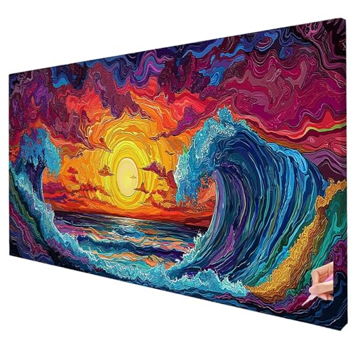 Diamond Painting Abstrakt Diamond Painting XXL 250x100cm Meer Diamant Kunst Malerei Set Basteln Erwachsene Anfänger DIY Diamant Stickerei Kreuzstich Set für Deko Wohnzimmer Geschenke für Frauen S-01 von Yarqzhng