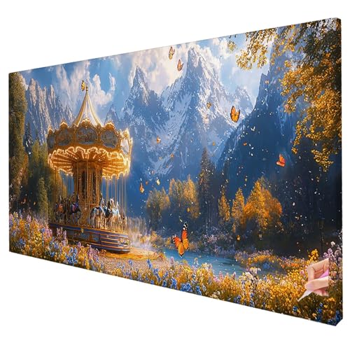 Diamond Painting Berg Diamond Painting XXL 150x60cm 5D Anlage Diamant Kunst Malerei Set Basteln Erwachsene Anfänger DIY Diamant Stickerei Kreuzstich Set für Deko Wohnzimmer Geschenke für Frauen R-10 von Yarqzhng