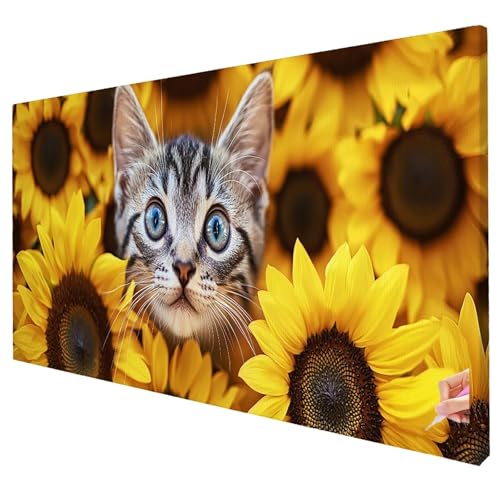 Diamond Painting Blumen 250x100cm Diamond Painting Erwachsene Groß XXL Katze Set DIY Diamant Malerei Kreativ Set für Erwachsene 5D Diamant Kunst Stickerei für Geschenke für Frauen Halloween Deko W-57 von Yarqzhng
