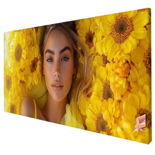 Diamond Painting Blumen Diamond Painting XXL 200x80cm 5D Gelb Diamant Kunst Malerei Set Basteln Erwachsene Anfänger DIY Diamant Stickerei Kreuzstich Set für Deko Wohnzimmer Geschenke für Frauen M-91 von Yarqzhng