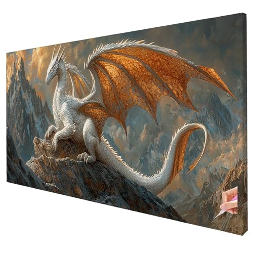 Diamond Painting Drache 250x100cm Diamond Painting Erwachsene Groß XXL Tier Set DIY Diamant Malerei Kreativ Set für Erwachsene 5D Diamant Kunst Stickerei für Geschenke für Frauen Halloween Deko W-99 von Yarqzhng