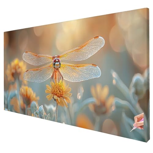 Diamond Painting Erwachsene Groß XXL 100x40cm Diamant Painting Bilder Blumen Bastelset Erwachsene DIY Libelle Diamond Art Set 5D Diamant Malerei Strasssteine Kreuzstich Set für Weihnachtsdeko R-71 von Yarqzhng