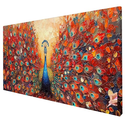Diamond Painting Erwachsene Groß XXL 250x100cm Diamant Painting Bilder Abstrakt Bastelset Erwachsene DIY Pfau Diamond Art Set 5D Diamant Malerei Strasssteine Kreuzstich Set für Weihnachtsdeko X-05 von Yarqzhng