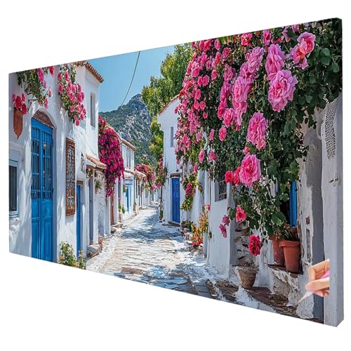 Diamond Painting Erwachsene Groß XXL 250x100cm Diamant Painting Bilder Blumen Bastelset Erwachsene DIY Architektur Diamond Art Set Diamant Malerei Strasssteine Kreuzstich Set für Weihnachtsdeko S-26 von Yarqzhng