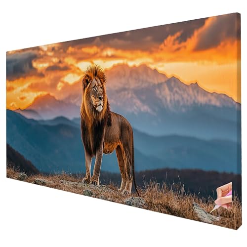 Diamond Painting Erwachsene Groß XXL 250x100cm Diamant Painting Bilder Sonnenuntergang Bastelset Erwachsene DIY Löwe Diamond Art Set Diamant Malerei Strasssteine Kreuzstich Set für Weihnachtsdeko W-86 von Yarqzhng