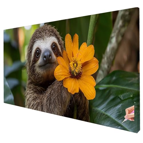 Diamond Painting Erwachsene Groß XXL 80x30cm Diamant Painting Bilder Blumen Bastelset Erwachsene DIY Faultier Diamond Art Set 5D Diamant Malerei Strasssteine Kreuzstich Set für Weihnachtsdeko R-86 von Yarqzhng