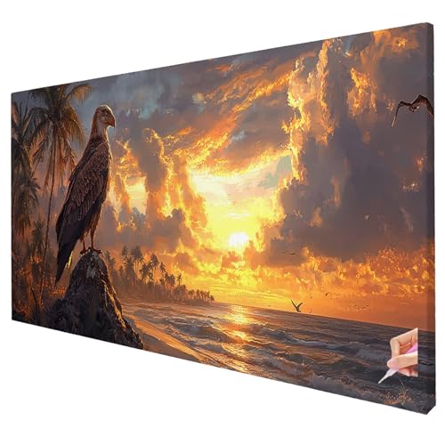 Diamond Painting Erwachsene Groß XXL 80x30cm Diamant Painting Bilder Strand Bastelset Erwachsene DIY Adler Diamond Art Set Diamant Malerei Strasssteine Kreuzstich Set für Weihnachtsdeko Geschenke S-05 von Yarqzhng