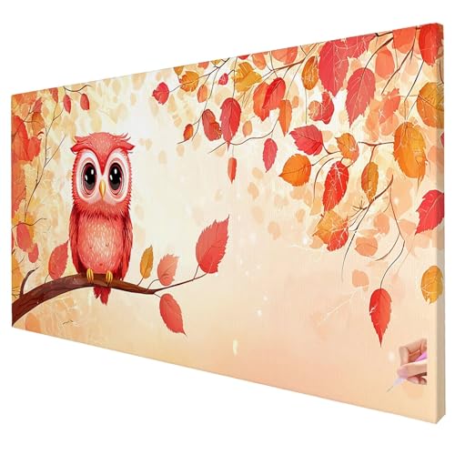 Diamond Painting Eule Diamond Painting XXL 80x30cm 5D Niedlich Diamant Kunst Malerei Set Basteln Erwachsene Anfänger DIY Diamant Stickerei Kreuzstich Set für Deko Wohnzimmer Geschenke für Frauen S-19 von Yarqzhng