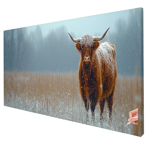 Diamond Painting Hochlandrind Diamond Painting XXL 250x100cm Tier Diamant Kunst Malerei Set Basteln Erwachsene Anfänger DIY Diamant Stickerei Kreuzstich Set Deko Wohnzimmer Geschenke für Frauen W-64 von Yarqzhng