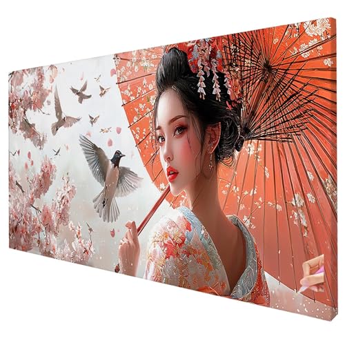 Diamond Painting Japan 200x80cm Diamond Painting Erwachsene Groß XXL Vögel Set DIY Diamant Malerei Kreativ Set für Erwachsene 5D Diamant Kunst Stickerei für Geschenke für Frauen Halloween Deko S-03 von Yarqzhng
