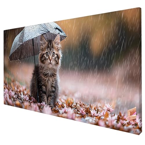 Diamond Painting Katze 150x60cm Diamond Painting Erwachsene Groß XXL Niedlich Set DIY Diamant Malerei Kreativ Set für Erwachsene 5D Diamant Kunst Stickerei für Geschenke für Frauen Halloween Deko S-12 von Yarqzhng